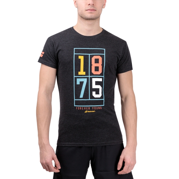 Maglietta Tennis Uomo Babolat Babolat Exercise Vintage TShirt  Black Heather  Black Heather 4MS234432003