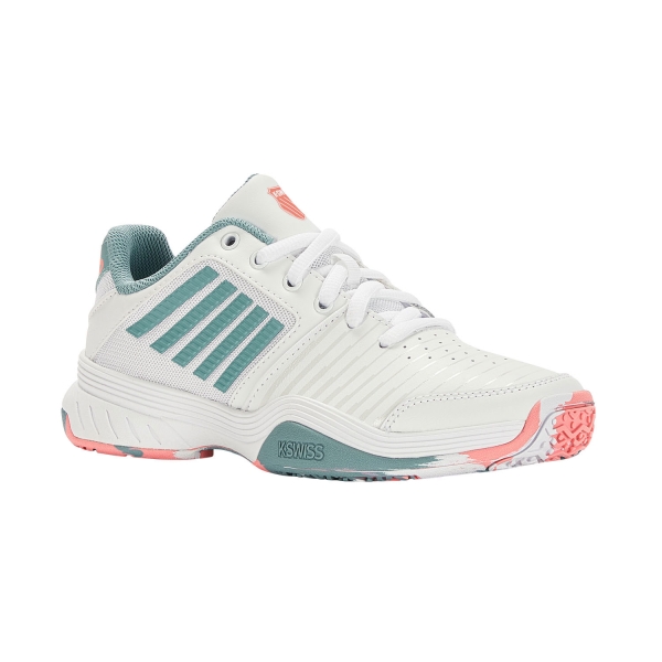 K-Swiss Court Express Omni Niña - White/Nile Blue/Desert Flower