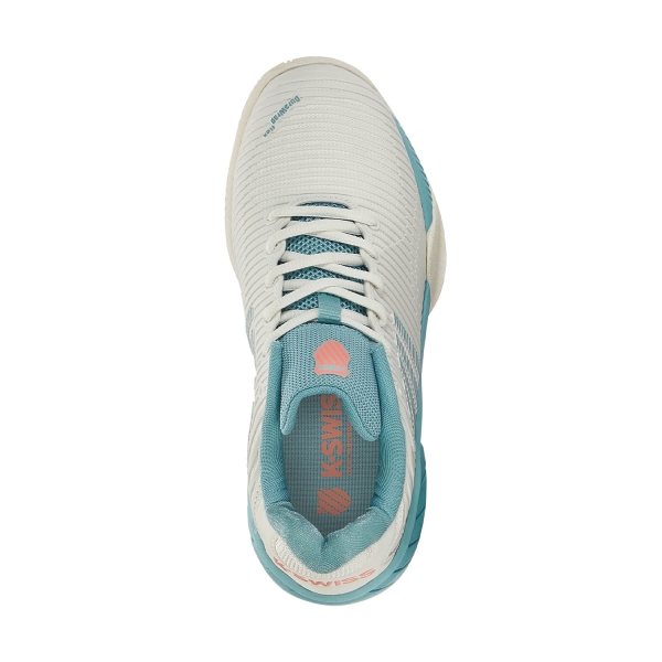 K-Swiss Hypercourt Express 2 Clay Bambini - Blanc De Blanc/Nile Blue/Desert Flower