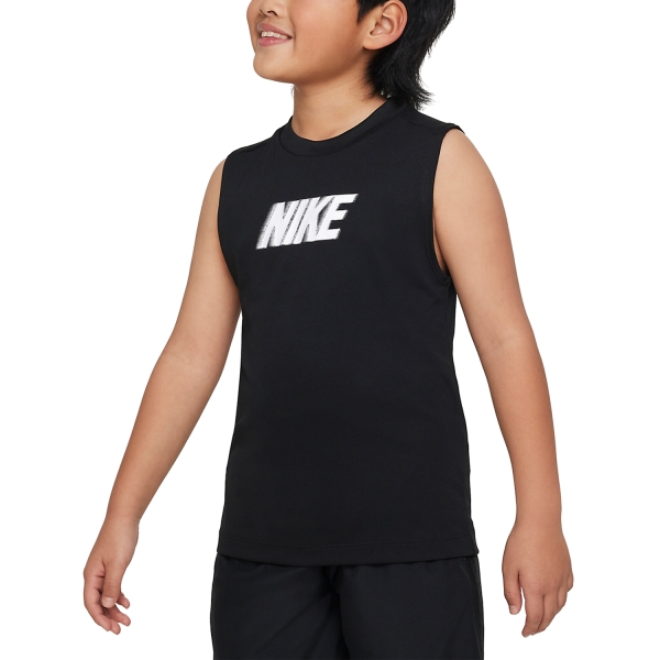 Polo e Maglia Tennis Bambino Nike DriFIT Multi+ Canotta Bambino  Black/White FB1281010