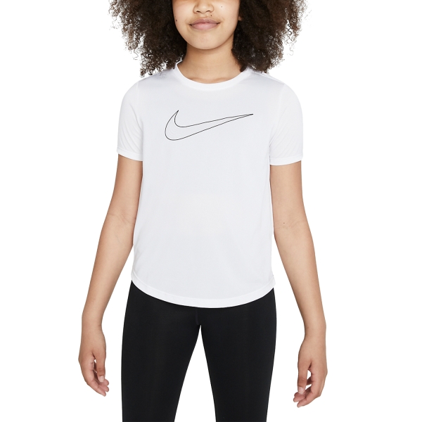 Top and Shirts Girl Nike DriFIT One TShirt Girl  White/Black DD7639100
