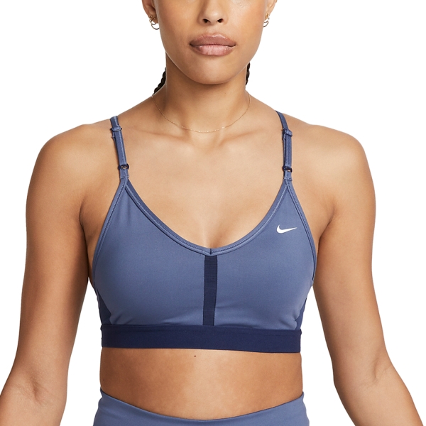 Nike Indy Logo Sports Bra - Diffused Blue/Midnight Navy/White