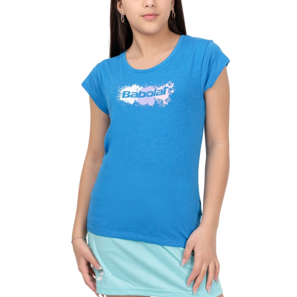 Top and Shirts Girl Babolat Exercise TShirt Girl  French Blue Heather 4GS234444107
