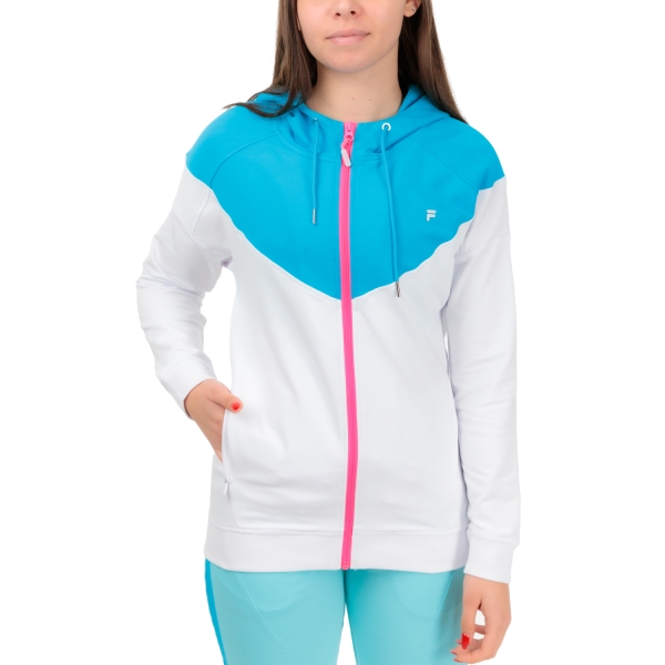 Women's Tennis Shirts and Hoodies Fila Xenia Hoodie  White/Hawaiin Ocean XFL2311100400