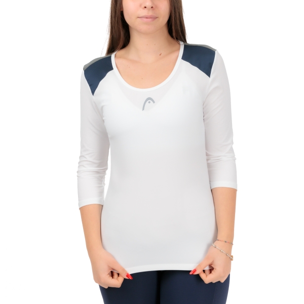 Women's Tennis Shirts and Hoodies Head Club 22 Tech Shirt  White/Dark Blue 814441WHDB
