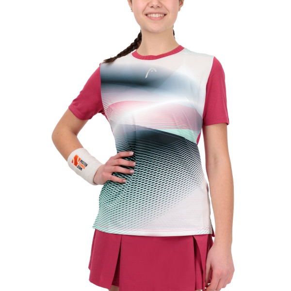 Camisetas y Polos de Tenis Mujer Head Performance Logo Graphic Camiseta  Mulberry/Print Perf W 814613MUXR
