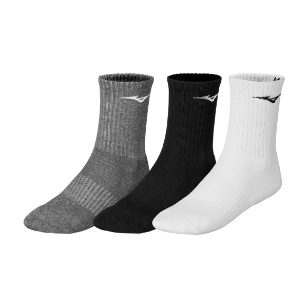 Tennis Socks Mizuno Drylite Socks x 3  White/Black/Melange 32GX2505Z99