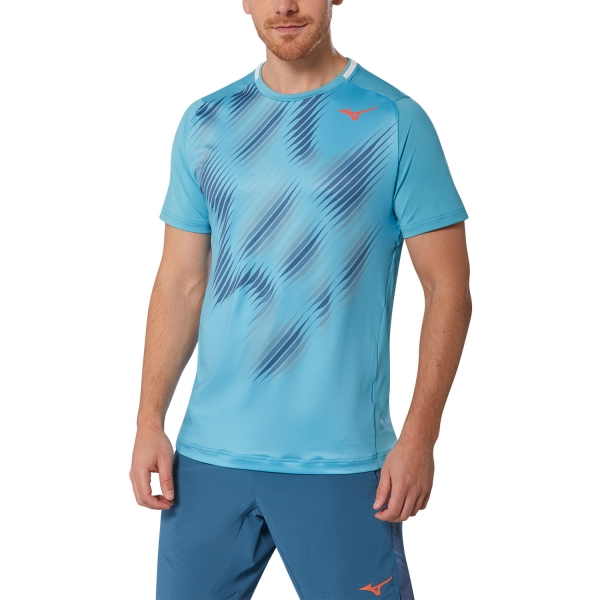 Camisetas de Tenis Hombre Mizuno Shadow Graphic Camiseta  Maui Blue 62GAA00322