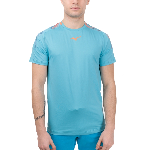 Men's Tennis Shirts Mizuno Shadow TShirt  Maui Blue 62GAA00222