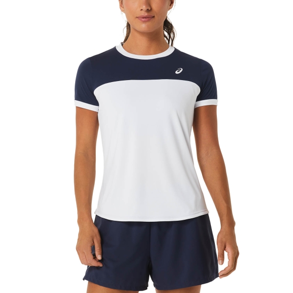 Camisetas y Polos de Tenis Mujer Asics Court Camiseta  Brilliant White/Midnight 2042A262102