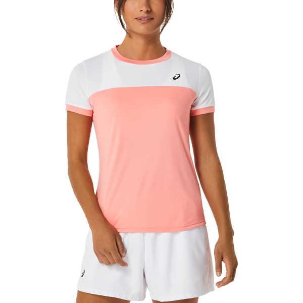 Camisetas y Polos de Tenis Mujer Asics Court Camiseta  Guava/Brilliant White 2042A262701