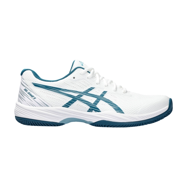 Calzado Tenis Hombre Asics Gel Game 9 Clay/OC  White/Restful Teal 1041A358102