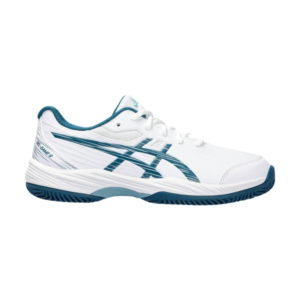 Junior Tennis Shoes Asics Gel Game 9 GS Clay/OC Junior  White/Restful Teal 1044A057102