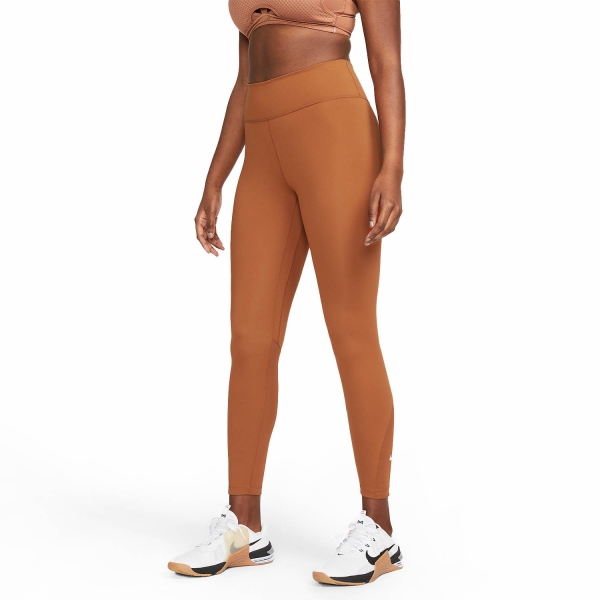 Pantalones y Tights de Tenis Mujer Nike One Mid Rise 7/8 Tights  Dark Russet/White DD0249246