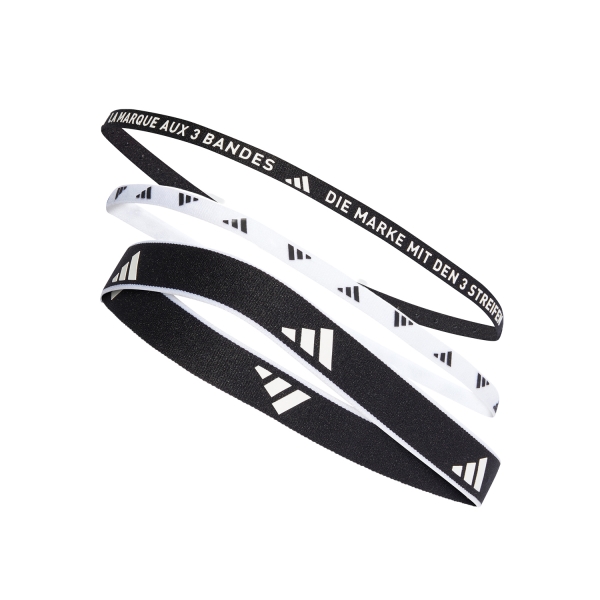 Tennis Headbands adidas Stripes x 3 Hairbands  Black/White IA3031