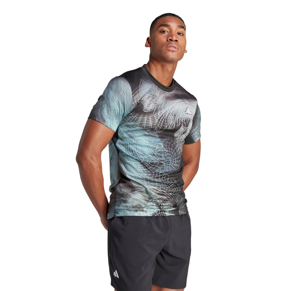 adidas Printed Pro Camiseta - Black/Semi Flash Aqua/Dash Grey