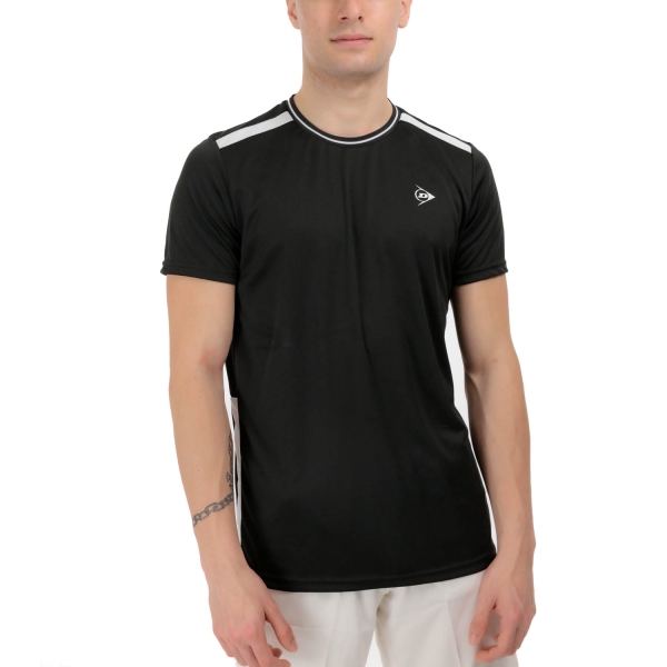 Camisetas de Tenis Hombre Dunlop Club Crew Camiseta  Black/White 880163