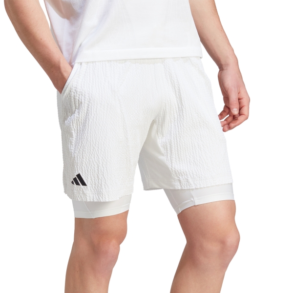 Pantaloncini Tennis Uomo adidas adidas Pro 2 in 1 7in Shorts  White  White IA7101