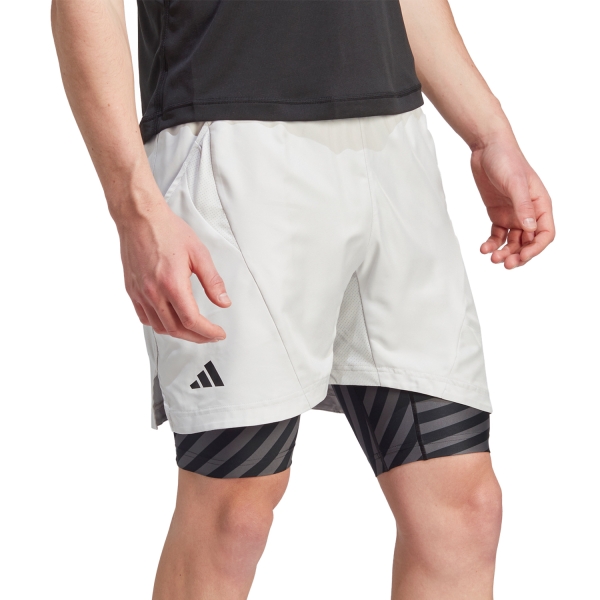 Men's Tennis Shorts adidas Pro 2 in 1 7in Shorts  White/Black IU3204