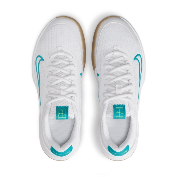 Nike Court Vapor Lite 2 HC - White/Teal Nebula/Lime Blast