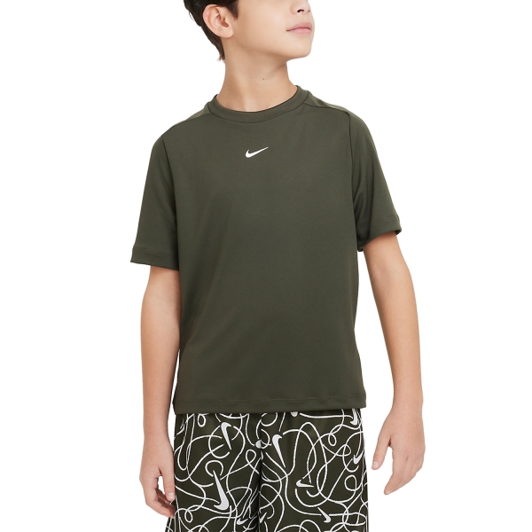 Tennis Polo and Shirts Boy Nike DriFIT Multi TShirt Boy  Cargo Khaki/White DX5380325