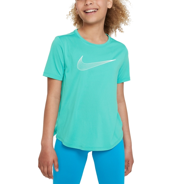 Top e Maglie Girl Nike Nike DriFIT One Camiseta Nina  Clear Jade II/White  Clear Jade II/White DD7639317