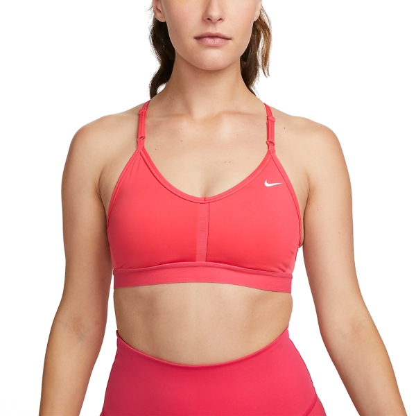 Nike Dri Fit Indy V Neck Bra - Red Stardst/White