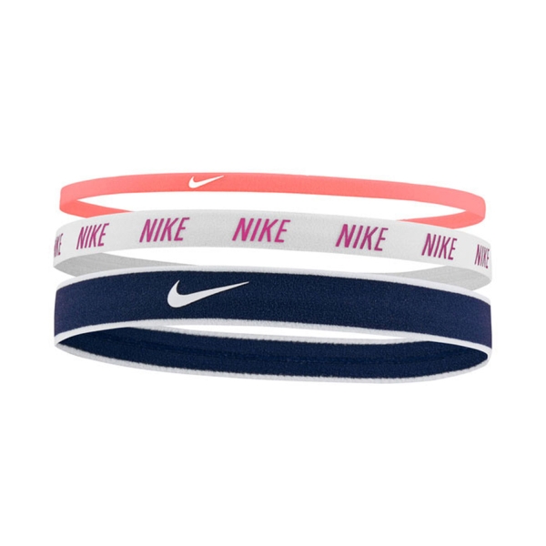 Tennis Headbands Nike Logo x 3 Mini Hairbands  Bright Mango/White/Midnight Navy N.000.2548.995.OS