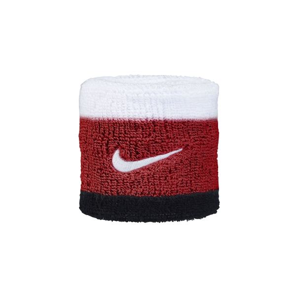 Nike Swoosh Muñequeras Cortas de Tenis - White/University Red