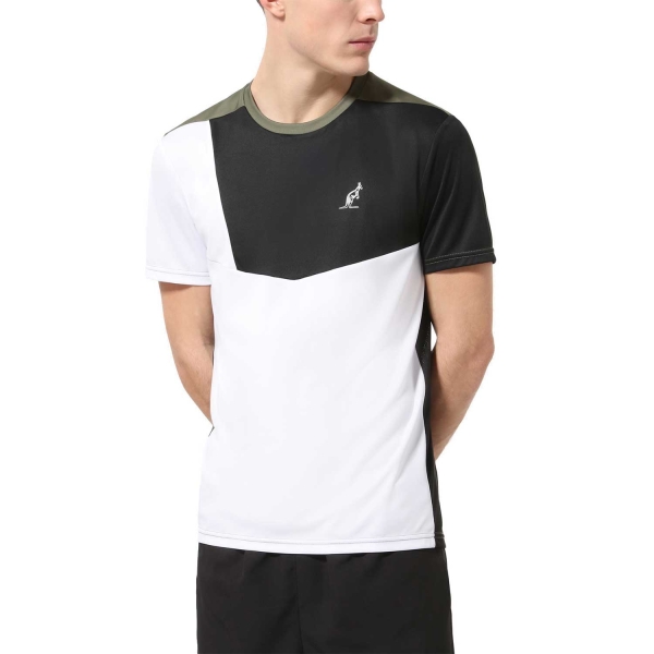 Maglietta Tennis Uomo Australian Australian Ace Color Block TShirt  Bianco/Nero  Bianco/Nero TEUTS0059002A