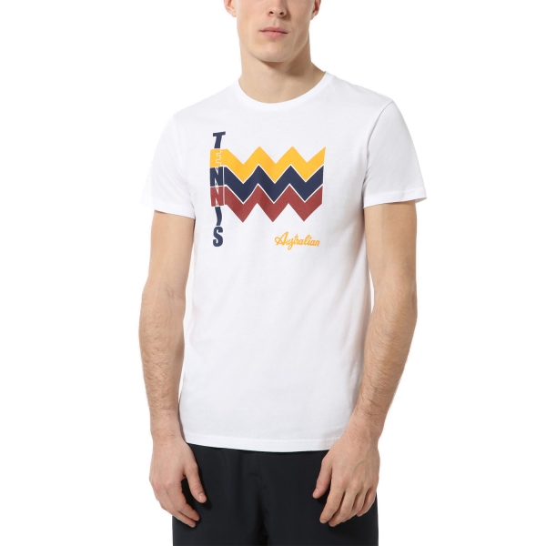 Maglietta Tennis Uomo Australian Australian Ethno TShirt  Bianco  Bianco TEUTS0062002