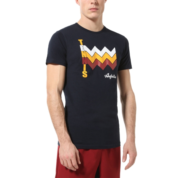 Maglietta Tennis Uomo Australian Australian Ethno TShirt  Blu Navy  Blu Navy TEUTS0062200