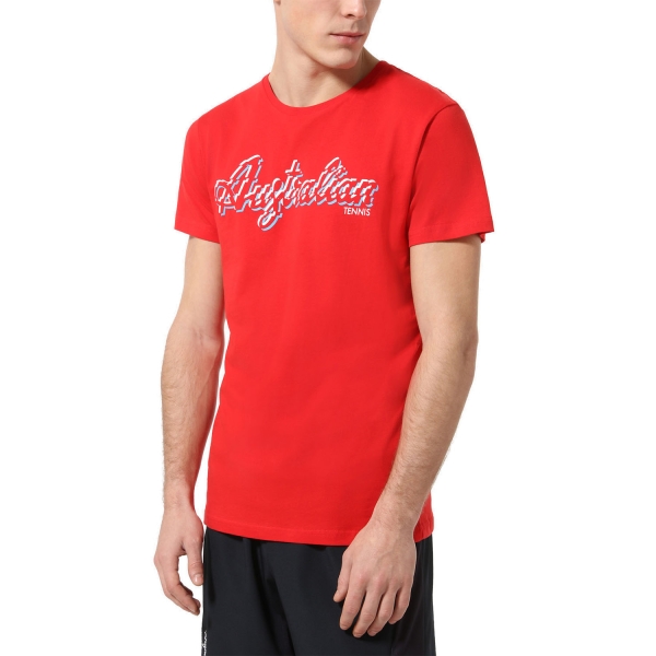 Men's Tennis Shirts Australian Glitch TShirt  Rosso Vivo TEUTS0061720