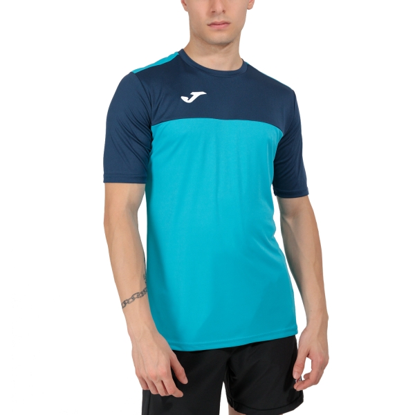Camisetas de Tenis Hombre Joma Winner Camiseta  Fluor Turquoise/Navy 100946.013