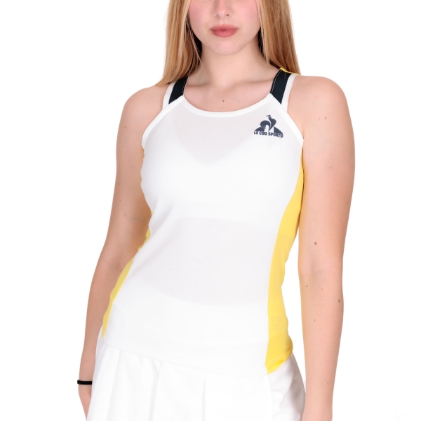 Canotte Tennis Donna Le Coq Sportif Le Coq Sportif Pro Tank  New Optical White/Jaune Champion  New Optical White/Jaune Champion 2320717