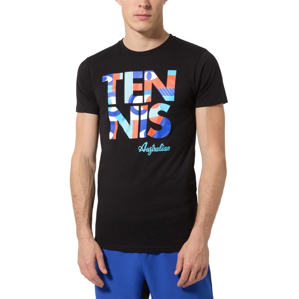 Maglietta Tennis Uomo Australian Australian Geometry Camiseta  Nero  Nero TEUTS0063003