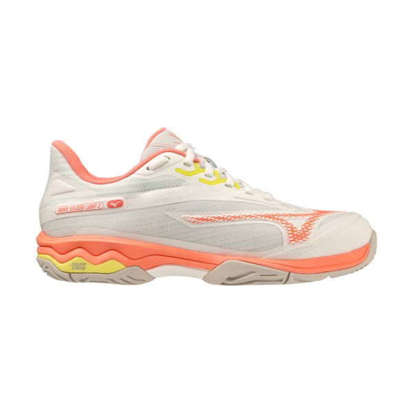 Women`s Tennis Shoes Mizuno Wave Exceed Light 2 All Court  Snow White/Fusion Coral/Sulphur Spring 61GA231955