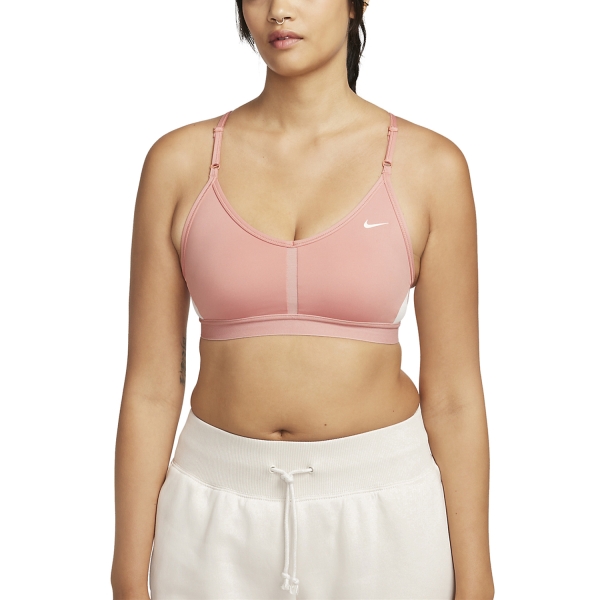 NIKE INDY WOMEN'S LIGHT-SUPPORT PADDED V-NECK SPORTS BRA WHITE/GREY  FOG/PARTICLE GREY, LADIES