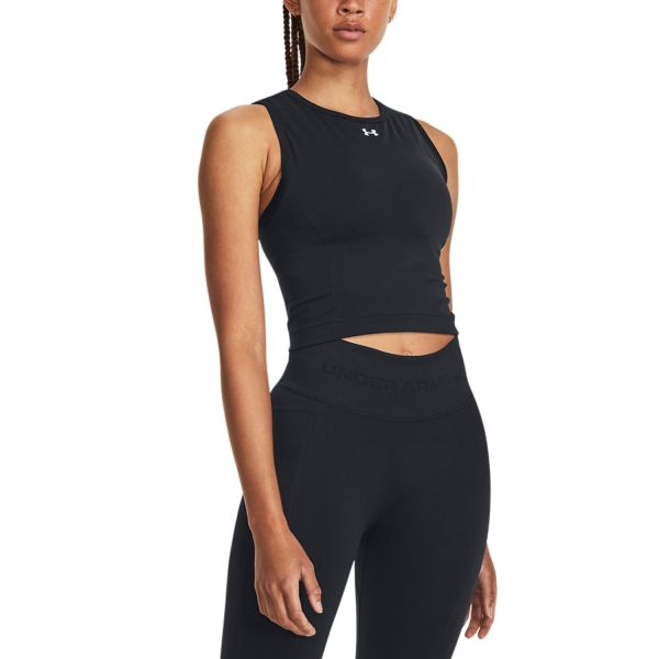 Women`s Tennis Tanks Under Armour Seamless Top  Black/White 13791480001