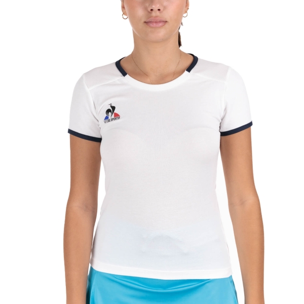 Camisetas y Polos de Tenis Mujer Le Coq Sportif Court Camiseta  New Optical White/Dress Blues 2320148