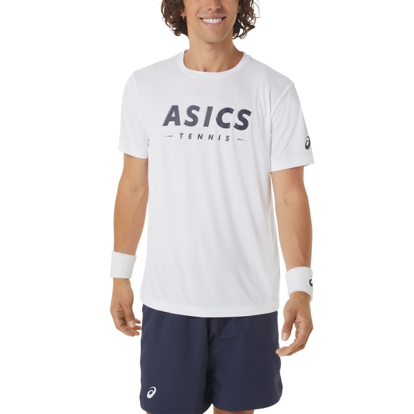 Men's Tennis Shirts Asics Court Graphic TShirt  Brilliant White 2041A259100