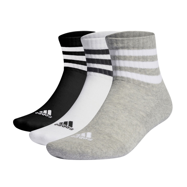 Tennis Socks adidas 3 Stripes Cushioned x 3 Socks  Medium Grey Heather/White/Black IC1318