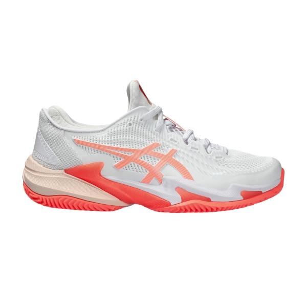Asics Court FF 3 Clay Women s Tennis Shoes White Sun Coral