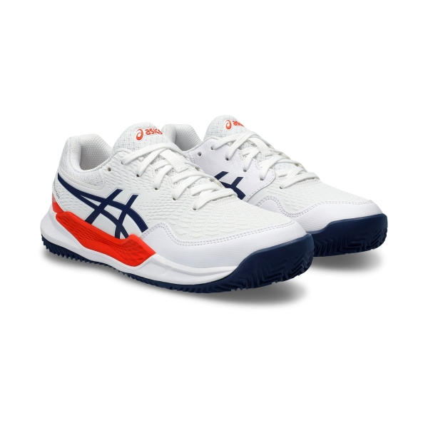Asics Gel Resolution 9 GS Clay Bambini - White/Blue Expanse