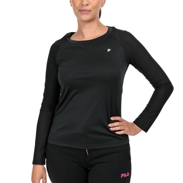 Women's Tennis Shirts and Hoodies Fila Gracie Shirt  Black XFL232128900