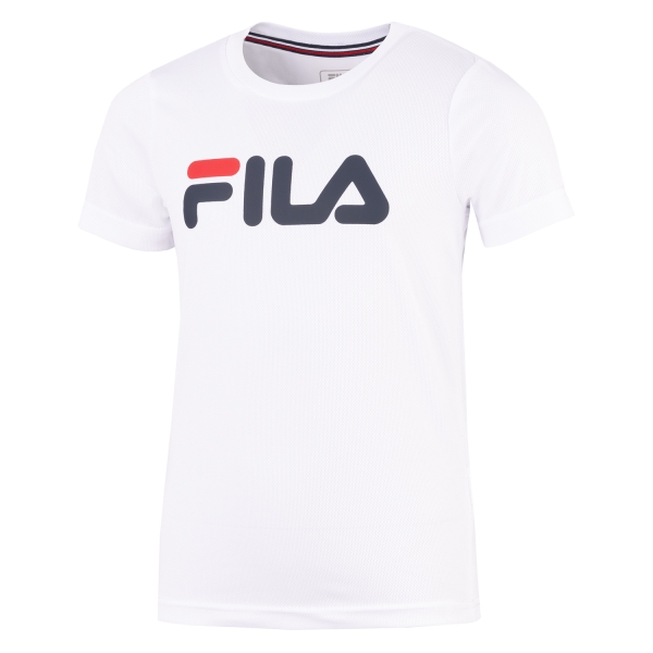 Tennis Polo and Shirts Boy Fila Logo TShirt Junior  White FJL131020E001