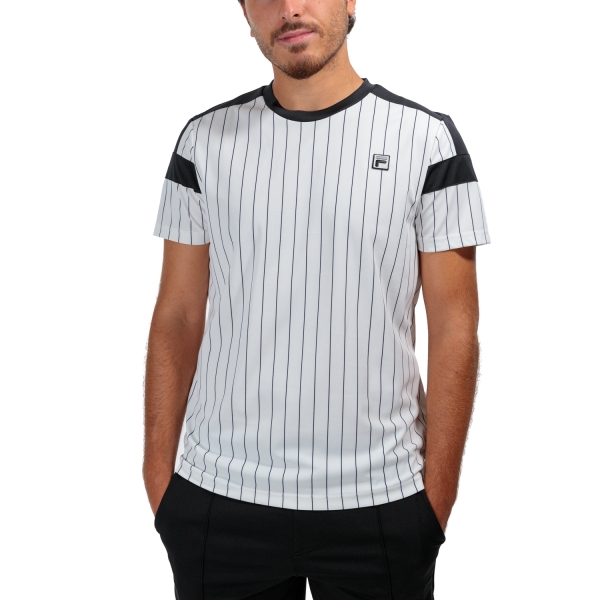 Men's Tennis Shirts Fila Stripes Jascha TShirt  White Alyssum Stripes FRM2320112013