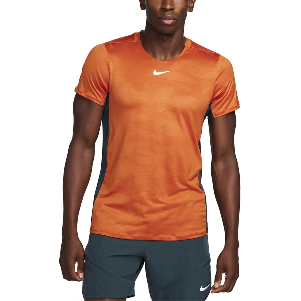 Maglietta Tennis Uomo Nike Court DriFIT Advantage Maglietta  Campfire Orange/Deep Jungle/White DX5538893