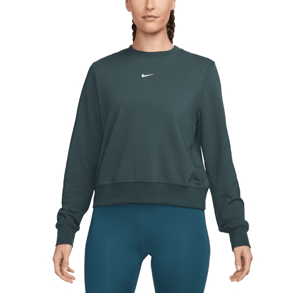 Camisetas y Sudaderas Mujer Nike DriFIT One Crew Sudadera  Deep Jungle/White FB5125328