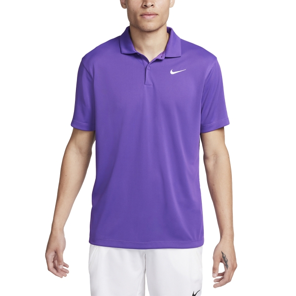 Men's Tennis Polo Nike DriFIT Solid Logo Polo  Purple Cosmos/White DH0857599
